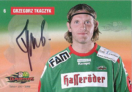 Grzegorz Tkaczyk  Gladiators Magdeburg   Handball Autogrammkarte original signiert 