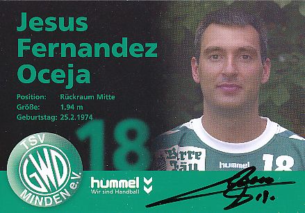 Jesus Fernandez Oceja   GWD Minden  Handball Autogrammkarte original signiert 
