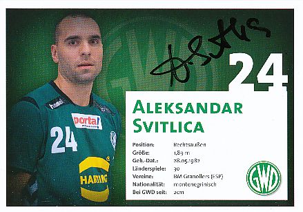 Aleksandar Svitlica   GWD Minden  Handball Autogrammkarte original signiert 