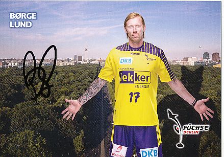Børge Lund  Füchse Berlin  Handball Autogrammkarte original signiert 