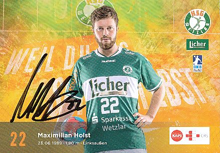 Maximilian Holst  HSG Wetzlar  Handball Autogrammkarte original signiert 