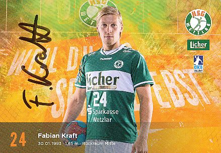 Fabian Kraft  HSG Wetzlar  Handball Autogrammkarte original signiert 
