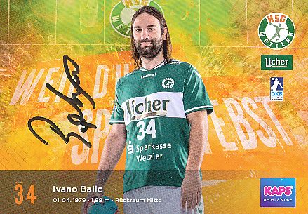 Ivano Balic  HSG Wetzlar  Handball Autogrammkarte original signiert 