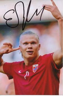 Erling Haaland   Norwegen  Fußball  Autogramm Foto  original signiert 