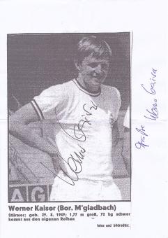 Werner Kaiser  Borussia Mönchengladbach Fußball Autogramm Blatt original signiert 