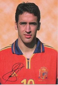 Raul  Spanien  Fußball Autogrammkarte Druck signiert 