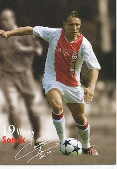 Wesley Sonck  Ajax Amsterdam  Fußball Autogrammkarte Druck signiert 