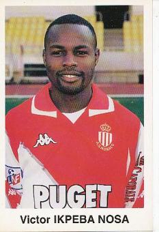 Victor Ikpeba  AS Monaco   Fußball Autogrammkarte 