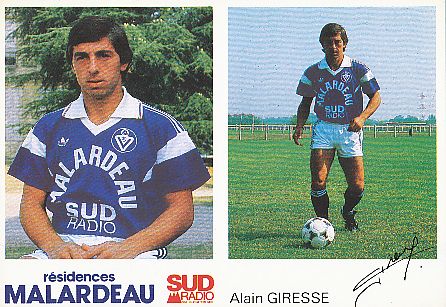 Alain Giresse  Girondis Bordeaux  Fußball Autogrammkarte Druck signiert 
