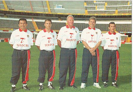 Santos, Castelo, Huth, Autuori, Weber  Benfica Lissabon  Fußball Autogrammkarte 