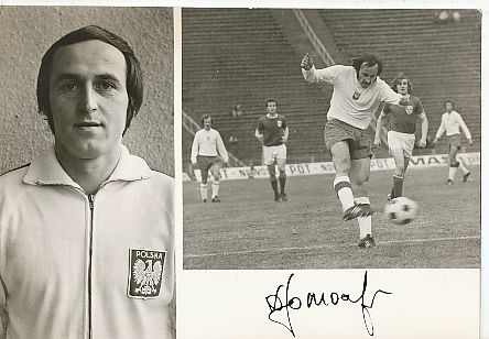 Jan Domarski  Polen Gold Olympia 1972 & WM 1974    Fußball Autogrammkarte Druck signiert 