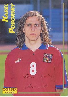 Karel Poborsky  Tschechien  Fußball Autogrammkarte Druck signiert 