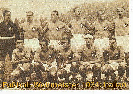 Italien  Weltmeister WM 1934  Fußball Mannschaft Autogrammkarte 