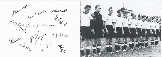 DFB  Weltmeister WM 1954  Fußball Mannschaft Autogrammkarte Druck signiert 