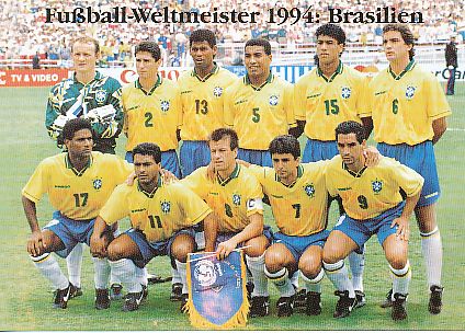 Brasilien  Weltmeister WM 1994  Fußball Mannschaft Autogrammkarte 