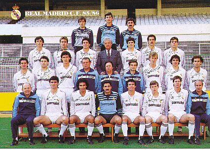 Real Madrid  1985/86  Fußball Mannschaft Autogrammkarte Druck signiert 