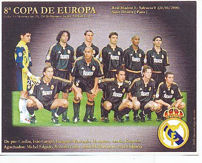 Real Madrid  2000  Fußball Mannschaft Autogrammkarte 