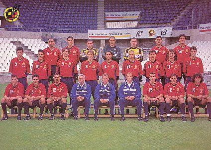 Spanien WM 1998  Fußball Mannschaft Autogrammkarte 