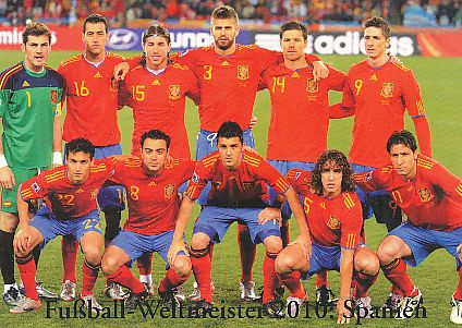 Spanien Weltmeister WM 2010  Fußball Mannschaft Autogrammkarte 