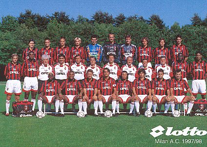 AC Mailand  1997/98   Fußball Mannschaft Autogrammkarte 