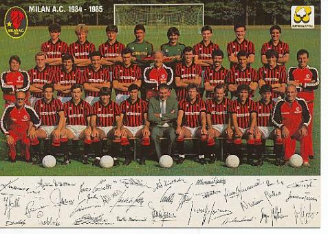AC Mailand  1984/85   Fußball Mannschaft Autogrammkarte Druck signiert 