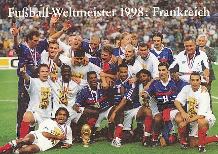 Frankreich  Weltmeister WM 1998  Fußball Mannschaft Autogrammkarte 