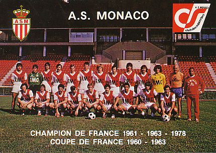 AS Monaco  Fußball Mannschaft Autogrammkarte 