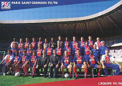 PSG  Paris Saint Germain  1995/96  Fußball Mannschaft Autogrammkarte 