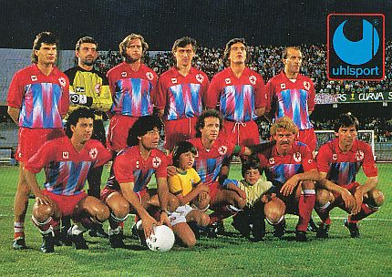 Uhlsport All Star Team Italien mit Maradona usw.  Fußball Mannschaft Autogrammkarte 