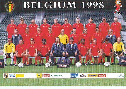 Belgien  1998  Fußball Mannschaft Autogrammkarte 