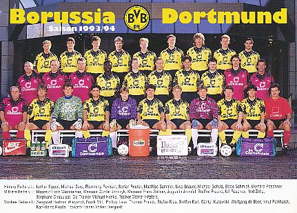 Borussia Dortmund  1993/94 Fußball Mannschaft Autogrammkarte 