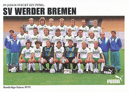 SV Werder Bremen  1989/90  Fußball Mannschaft Autogrammkarte 