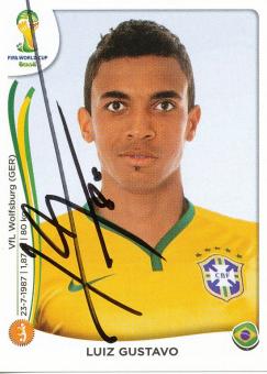 Luiz Gustavo Brasilien  Panini Sticker WM 2014 mit Unterschrift - 230119 