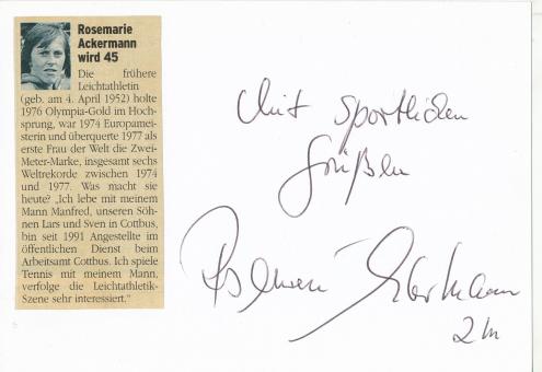 Rosemarie Ackermann DDR Leichtathletik 1.OS 1976 Karte signiert 