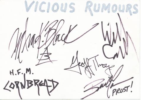 Vicious Rumours Musik Band 15 x 21 cm Blankokarte komplett signiert 