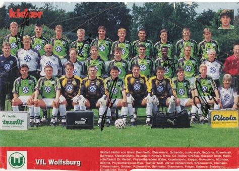 VFL Wolfsburg  1998/1999  Mannschaftsbild Fußball original signiert 