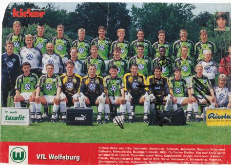 VFL Wolfsburg  1998/1999  Mannschaftsbild Fußball original signiert 