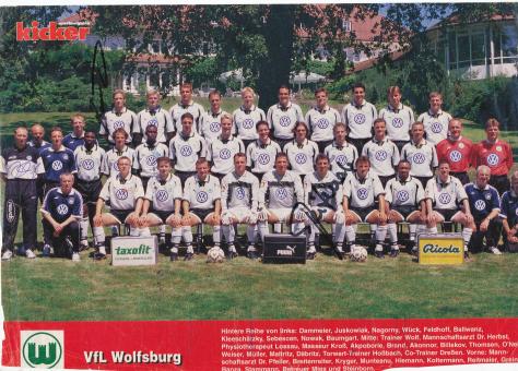 VFL Wolfsburg  1999/2000  Mannschaftsbild Fußball original signiert 