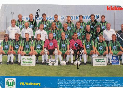 VFL Wolfsburg  1995/1996  Mannschaftsbild Fußball original signiert 