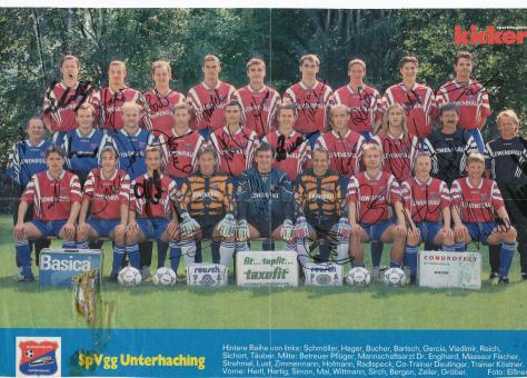 SpVgg Unterhaching  1996/1997  Mannschaftsbild Fußball original signiert 
