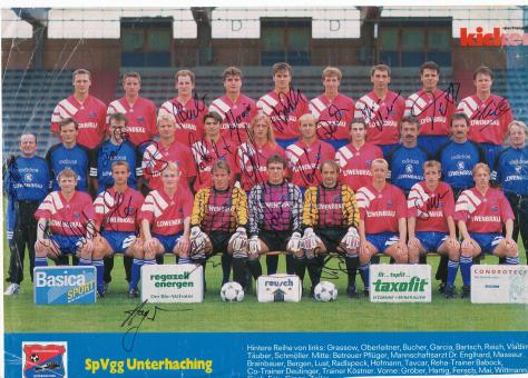 SpVgg Unterhaching  1995/1996  Mannschaftsbild Fußball original signiert 