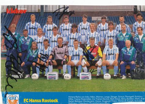 FC Hansa Rostock  1992/1993  Mannschaftsbild Fußball original signiert 