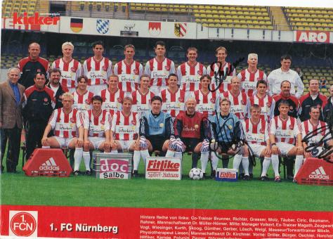 FC Nürnberg  1998/1999  Mannschaftsbild Fußball original signiert 