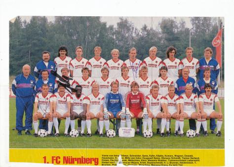 FC Nürnberg  1989/1990  Mannschaftsbild Fußball original signiert 