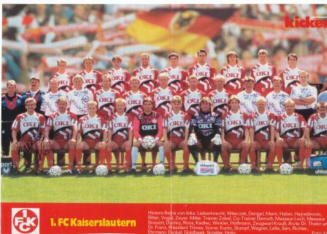 FC Kaiserslautern  1992/1993  Mannschaftsbild Fußball original signiert 