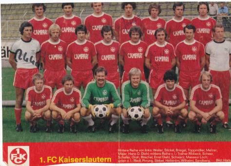 FC Kaiserslautern  1976/1977  Mannschaftsbild Fußball original signiert 