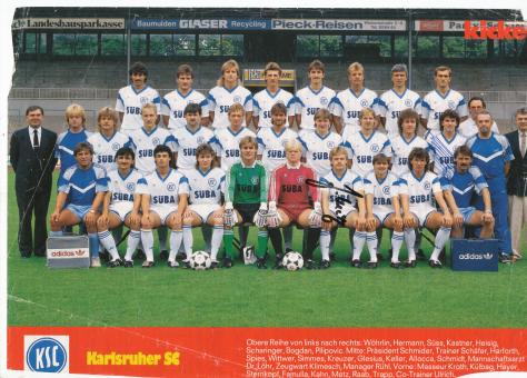 Karlsruher SC  1988/1989  Mannschaftsbild Fußball original signiert 