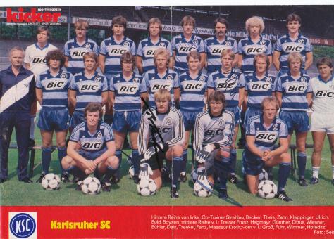 Karlsruher SC  1982/1983  Mannschaftsbild Fußball original signiert 