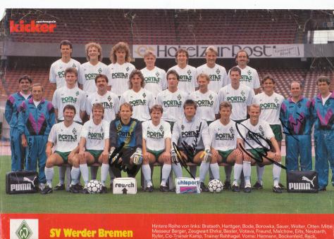 SV Werder Bremen  1990/1991  Mannschaftsbild Fußball original signiert 