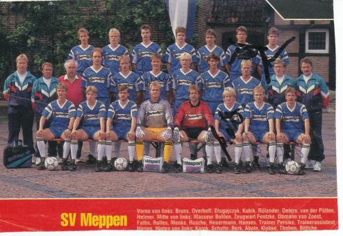 SV Meppen  1990/1991  Mannschaftsbild Fußball original signiert 